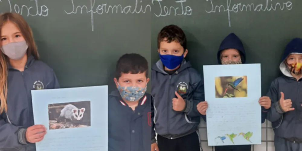 Alunos expuseram seu texto em um mural na escola