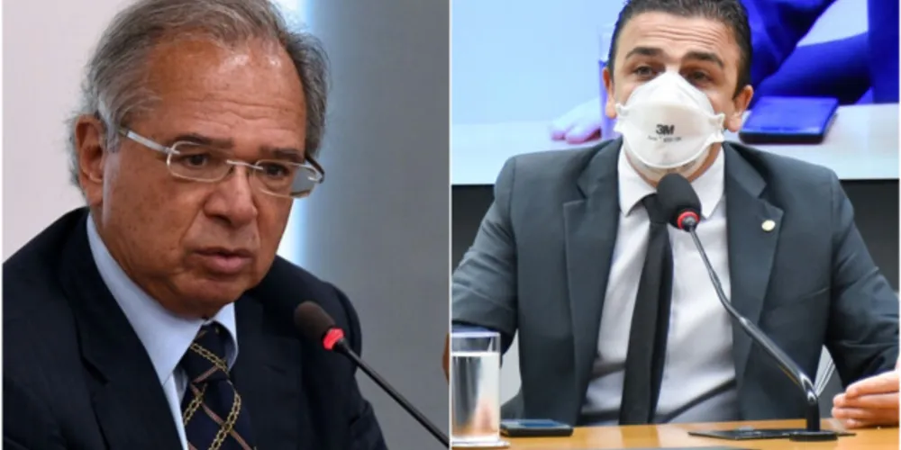 À esquerda, ministro Paulo Guedes, e à direita, o deputado federal Aliel Machado (PSB).