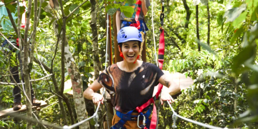 Parque conta com atrações de aventura como Tirolesa, Arvorismo e Cicloturismo.