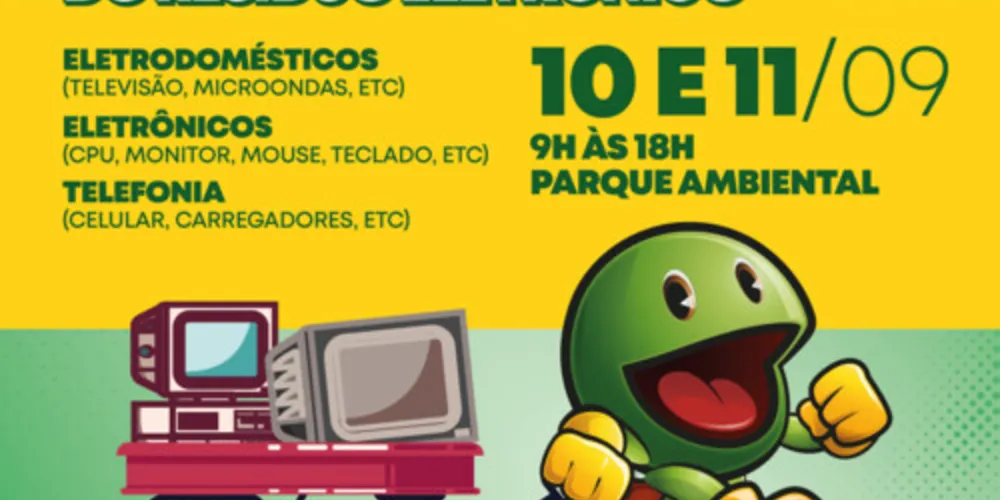 Ponto de coleta estará no Parque Ambiental por dois dias recebendo descarte de aparelhos eletrônicos, eletrodomésticos e de telefonia