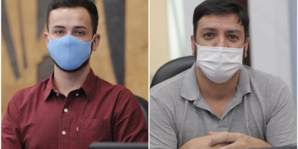 Vereadores Filipe Chociai (à esquerda) e Edelmar Pimentel (à direita).