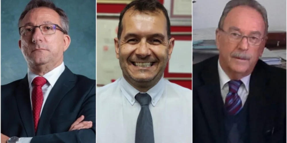 Da esquerda para a direita: Jorge Sebastião, Luis Simionato e Angelo Pilatti. Eles são candidatos à presidência.