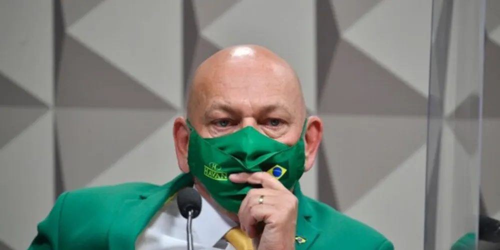 Luciano Hang, empresário e dono das Lojas Havan, na 'CPI da Pandemia'.