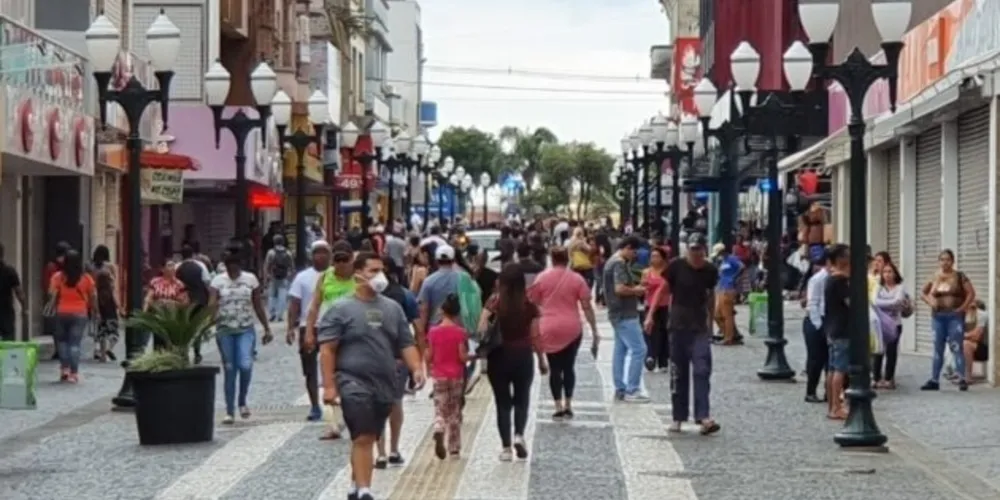 Calçadão da cidade de Ponta Grossa