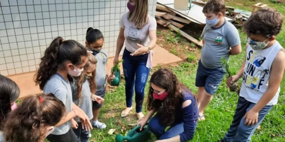 Alunos da rede municipal de ensino receberam mudas nativas nesta semana