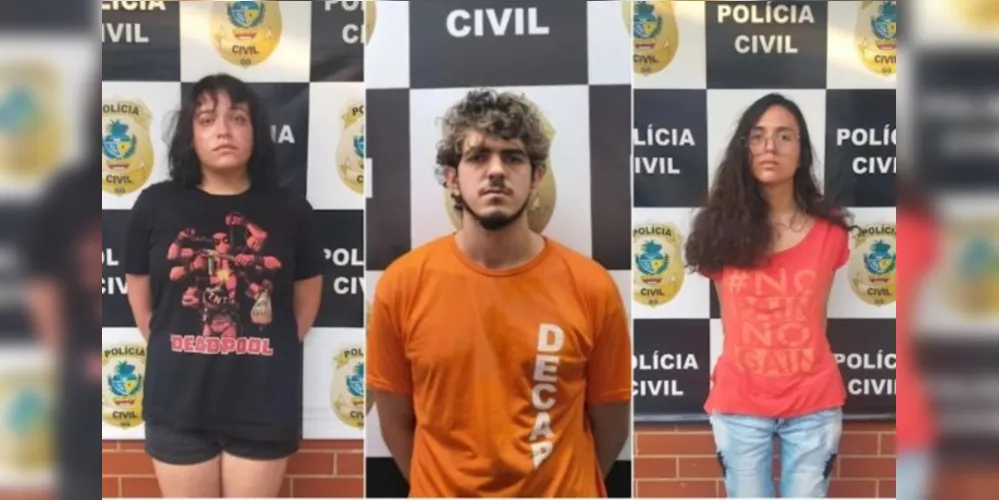 Freya (esquerda), Jeferson (centro) e Raíssa (direita), os assassinos de Ariane