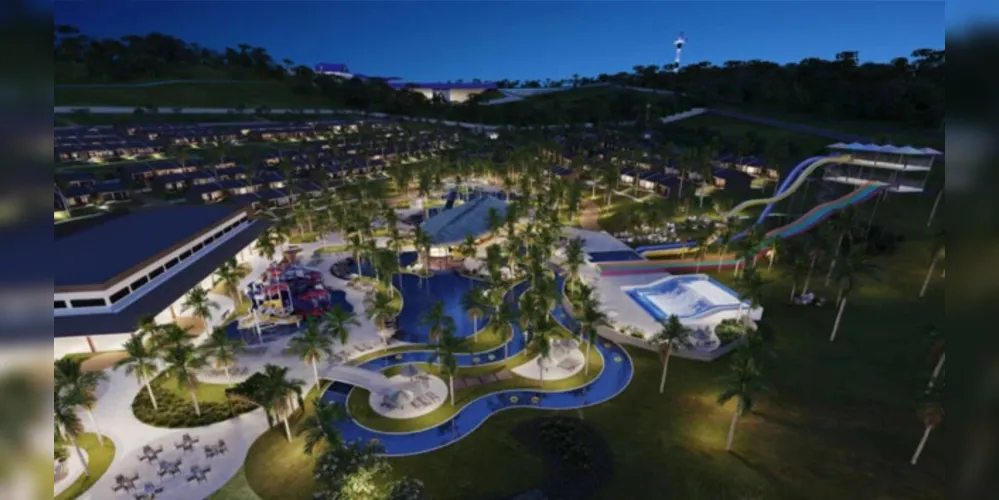 O resort contará com 308 chalés, águas quentes termais, parque indoor com cascatas, aquaplay, piscina de ondas, boliche, entre vários outros atrativos.