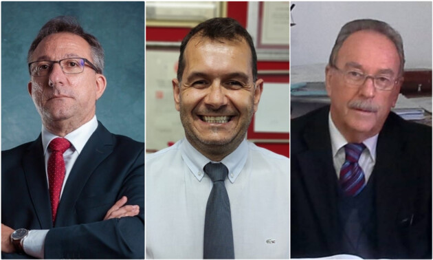 Da esquerda para a direita: Jorge Sebastião, Luis Simionato e Angelo Pilatti. Eles são candidatos à presidência.