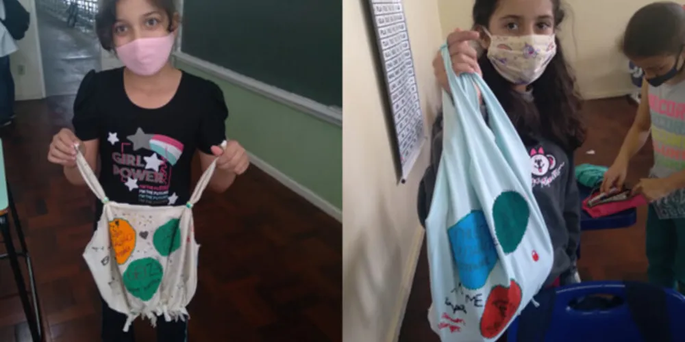 Imagem ilustrativa da imagem Turmas confeccionam sacolas sustentáveis em Castro