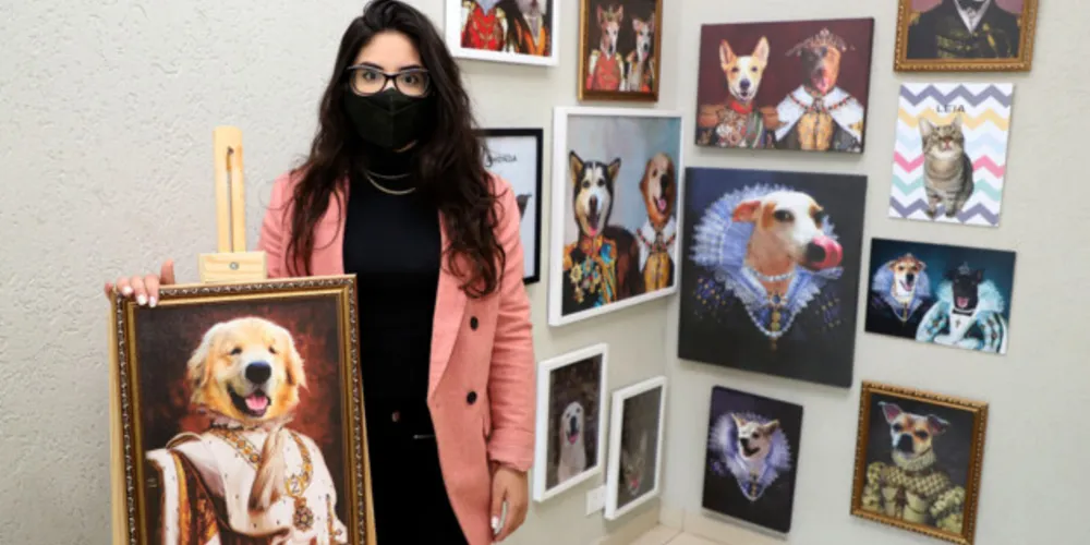 Uma das empreendedoras beneficiadas pelo crédito da Fomento Paraná é a Giovanna Sabatke, que criou uma marca de produtos para animais de estimação