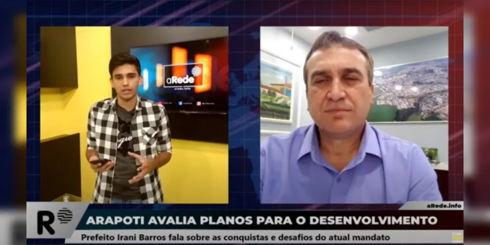 Prefeito Irani Barros concedeu entrevista ao Grupo aRede nesta segunda-feira (29) e falou sobre as expectativas para o futuro do mandato