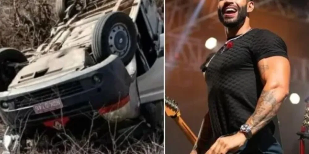 Van com banda do cantor Gusttavo Lima capota em acidente após show na Paraíba