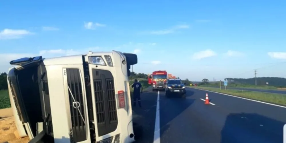 Imagem ilustrativa da imagem Caminhão tomba e motorista morre em rodovia de PG