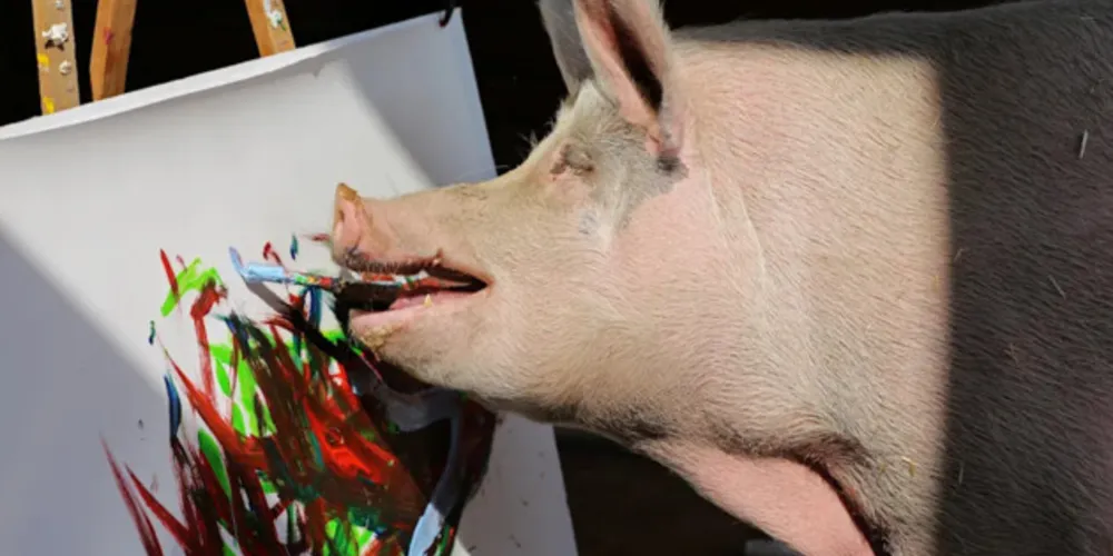Porca pintora bate recorde no mundo da arte.