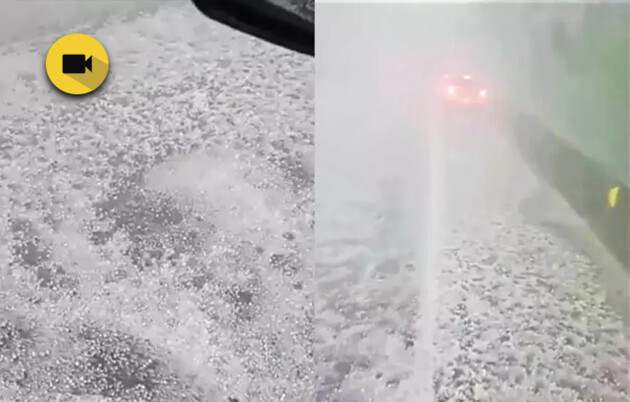 Acúmulo de gelo fez motoristas pararem veículos no acostamento.