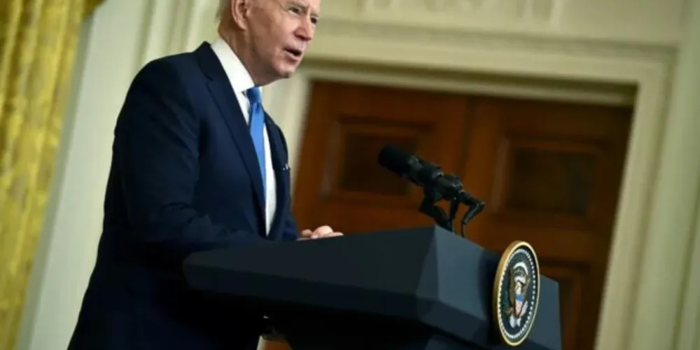 O presidente Joe Biden em entrevista coletiva na Casa Branca.