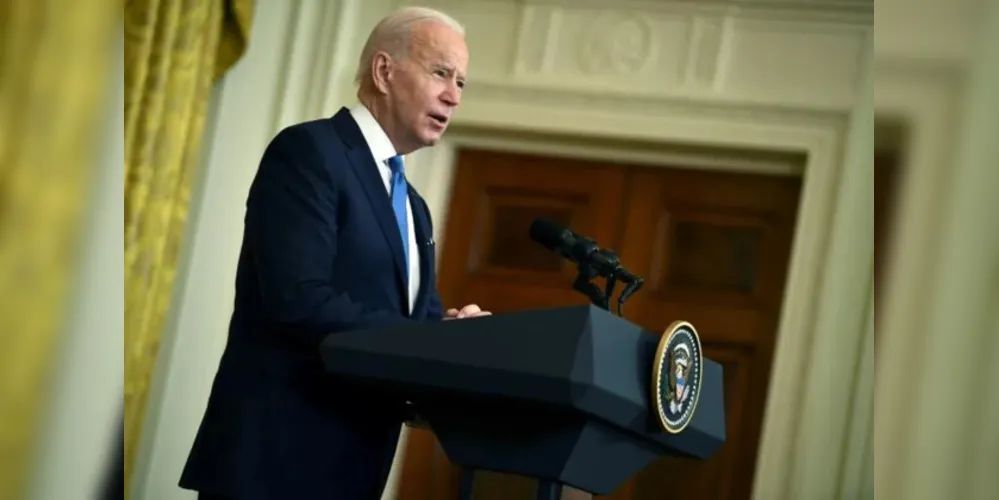 O presidente Joe Biden em entrevista coletiva na Casa Branca.