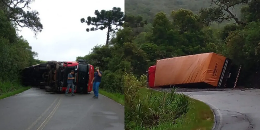 Imagem ilustrativa da imagem Caminhão tomba e pista fica bloqueada em PG