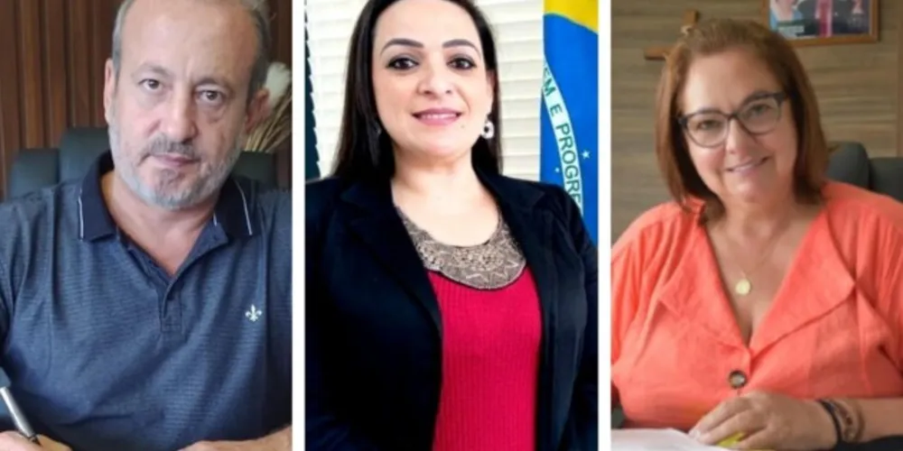 Prefeitos buscam oferecer cenário favorável para o desenvolvimento econômico. Na imagem, estão os gestores Moacyr Fadel (Castro), Elisangela Pedroso (Carambeí) e Alcione Lemos (Jaguariaíva).