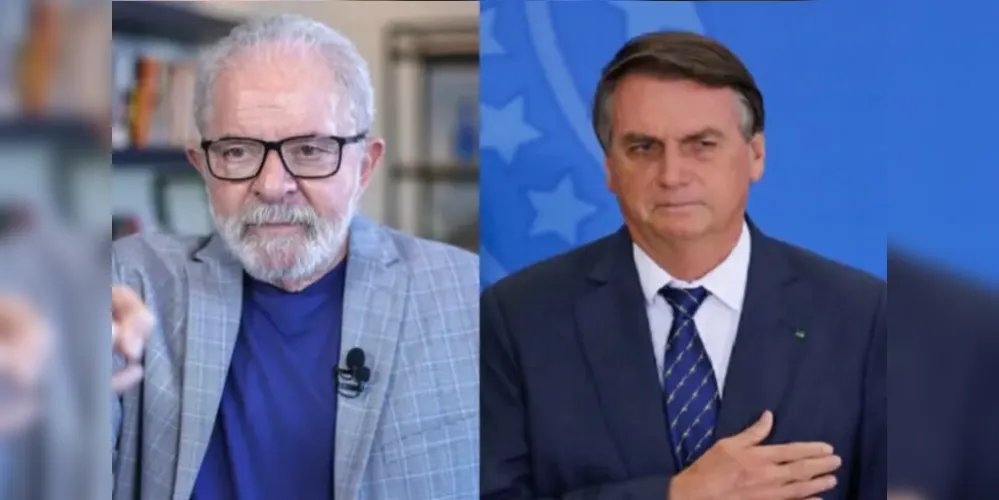 À esquerda Luiz Inácio Lula da Silva (PT) e à direita o atual presidente, Jair Messias Bolsonaro (PL).