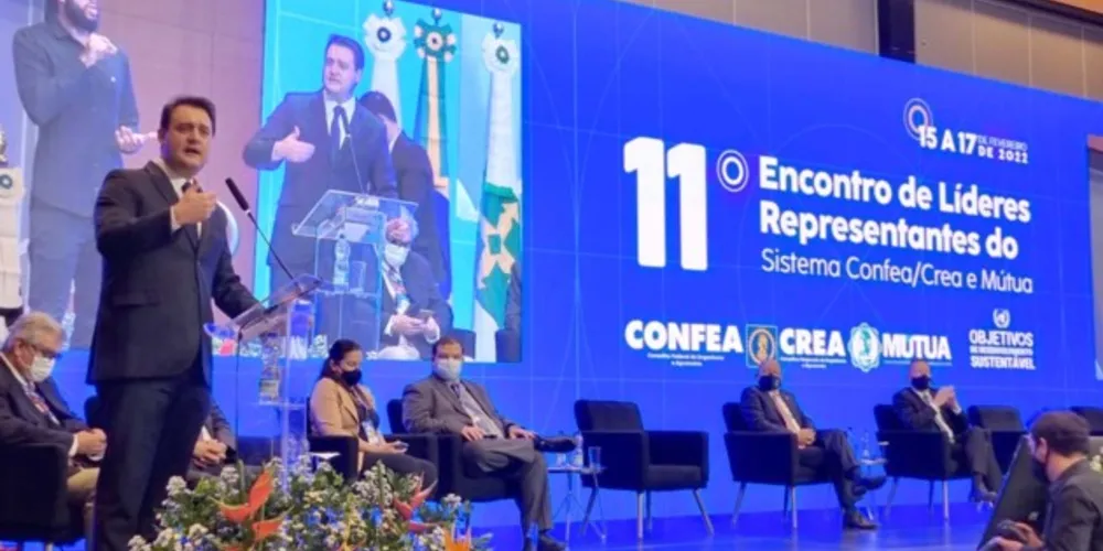 Governador do Paraná, Carlos Massa Ratinho Junior (PSD), durante o evento.