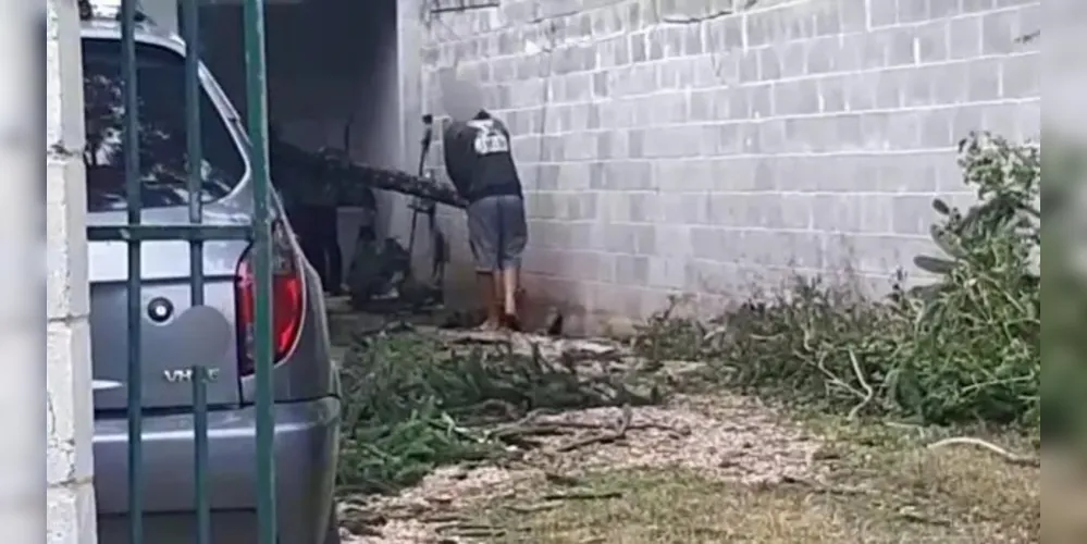 O idoso foi atingido por um galho enquanto tentava tirar o carro para não ter prejuízos.