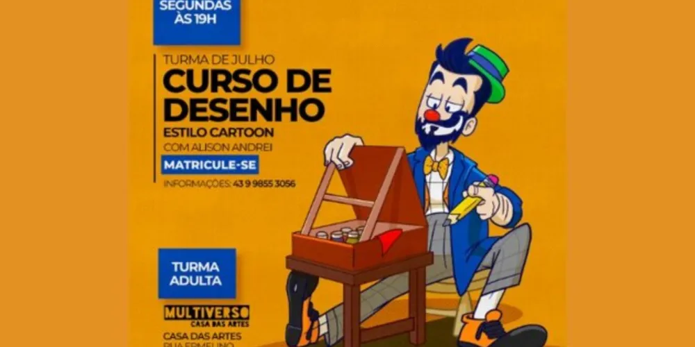 As aulas ocorrerão toda segunda-feira, às 19h.