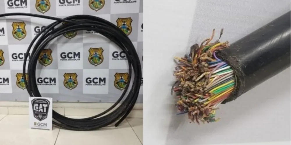 Os cabos foram furtados de um poste na madrugada de hoje (26).