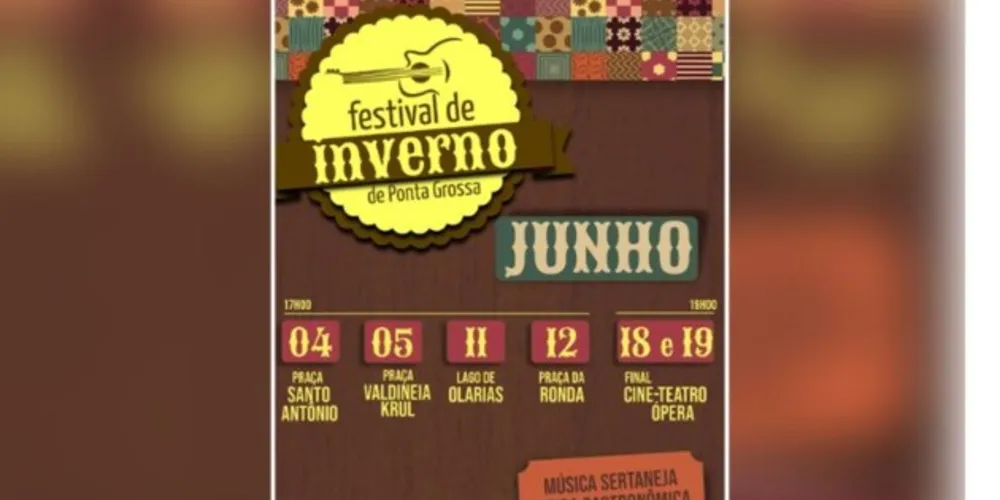 O encerramento do Festival acontece no dia 19 de junho, data em que será realizada a grande final do Concurso de Música Sertaneja no Cine-Teatro Ópera.