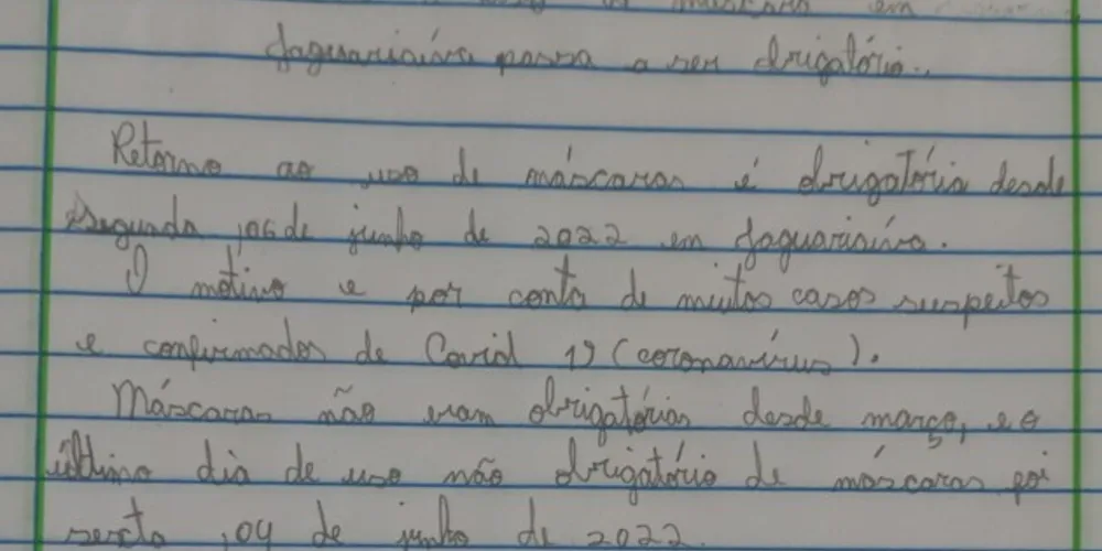 Alunos produziram sobre o tema em sala de aula
