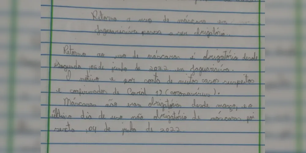 Alunos produziram sobre o tema em sala de aula