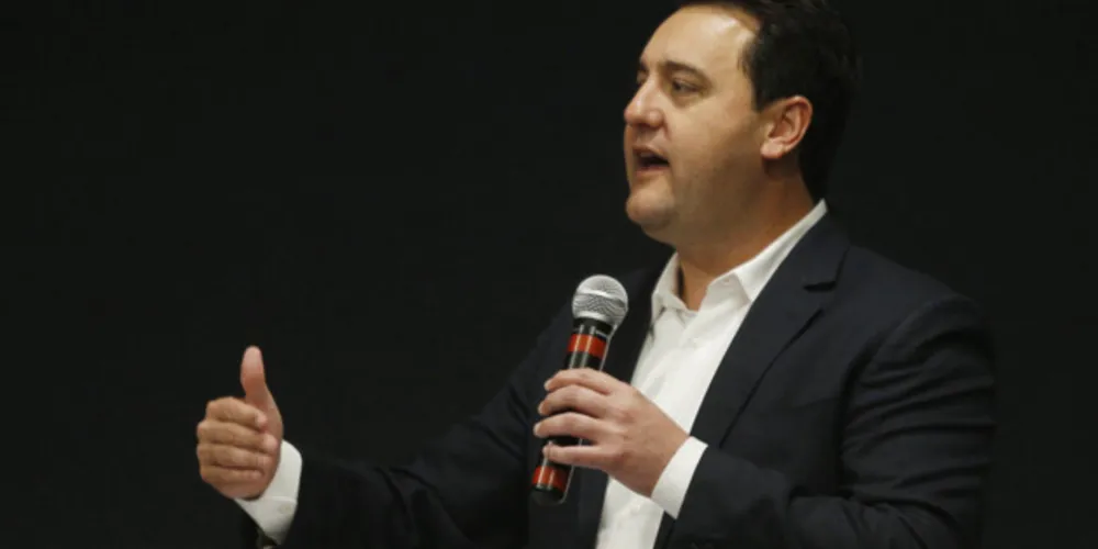 Governador Carlos Massa Ratinho Junior
durante a assembleia geral ordinária da Associação dos Municípios do Paraná (AMP).