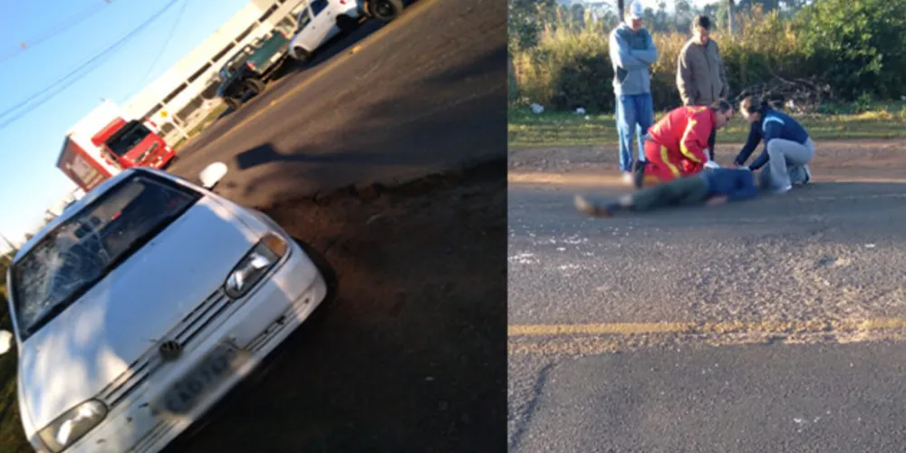 Acidente envolveu um automóvel Gol e um pedestre, na Avenida Pedro Wosgrau