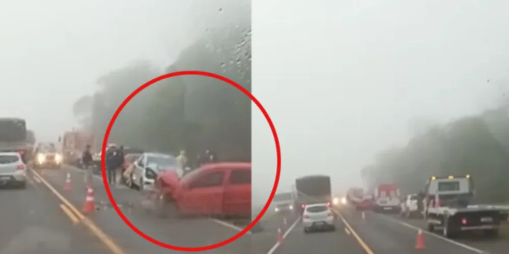 No local aconteceu uma colisão frontal entre dois automóveis, deixando pessoas feridas