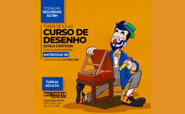 As aulas ocorrerão toda segunda-feira, às 19h.