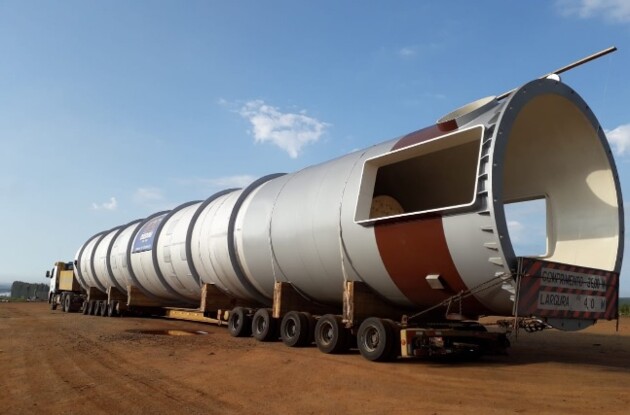 Na fase 1, algumas peças gigantes demandaram de planejamento para chegar até a fábrica