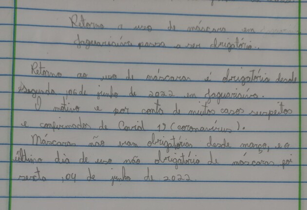 Alunos produziram sobre o tema em sala de aula