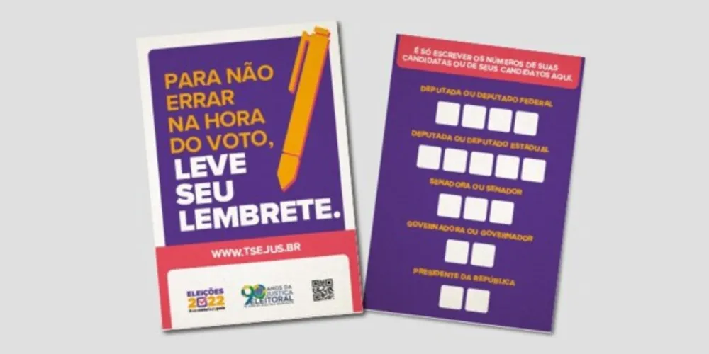Documento traz a ordem de votação que deverá ser seguida na urna eletrônica para os cinco cargos em disputa