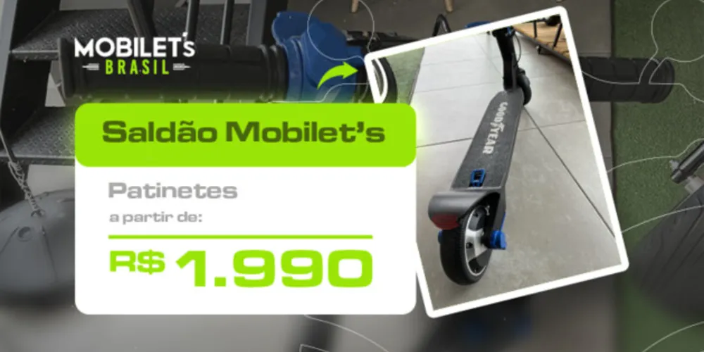 Saldão vai durar até zerarem os estoques, e os patinetes estão custando a partir de R$1990,00, um preço muito abaixo do normal