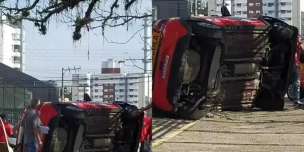 Aluna capota carro durante prova de baliza em autoescola
