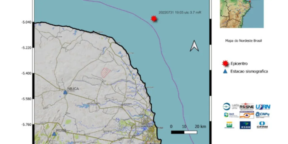 Foram registrados dois abalos sísmicos no domingo