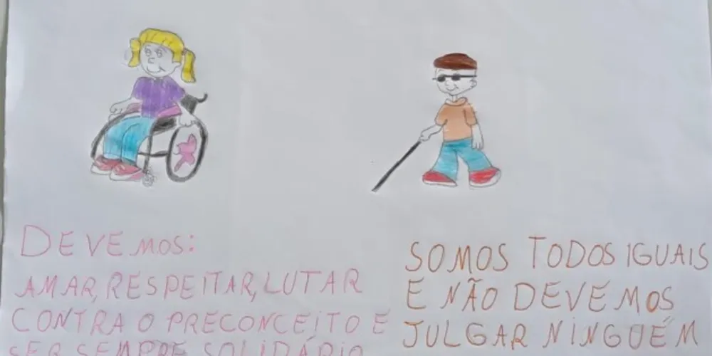 Desenhos representam questões trabalhadas em sala de aula acerca da temática