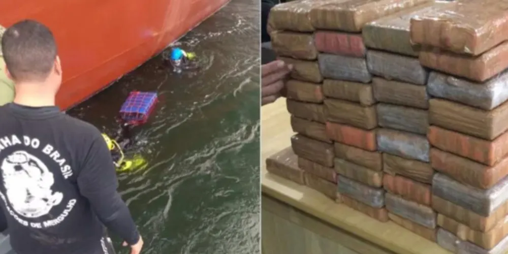 Mergulhadores da Marinha do Brasil e da Polícia Federal (PF) encontraram cerca de 45kg que seria levado à Europa
