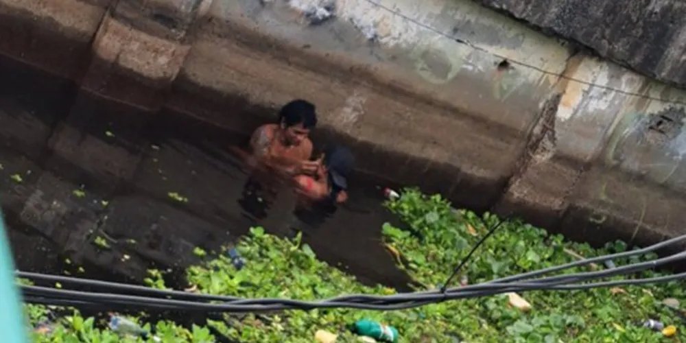 O momento dos pombinhos foi registrado por um morador que passava pelo local