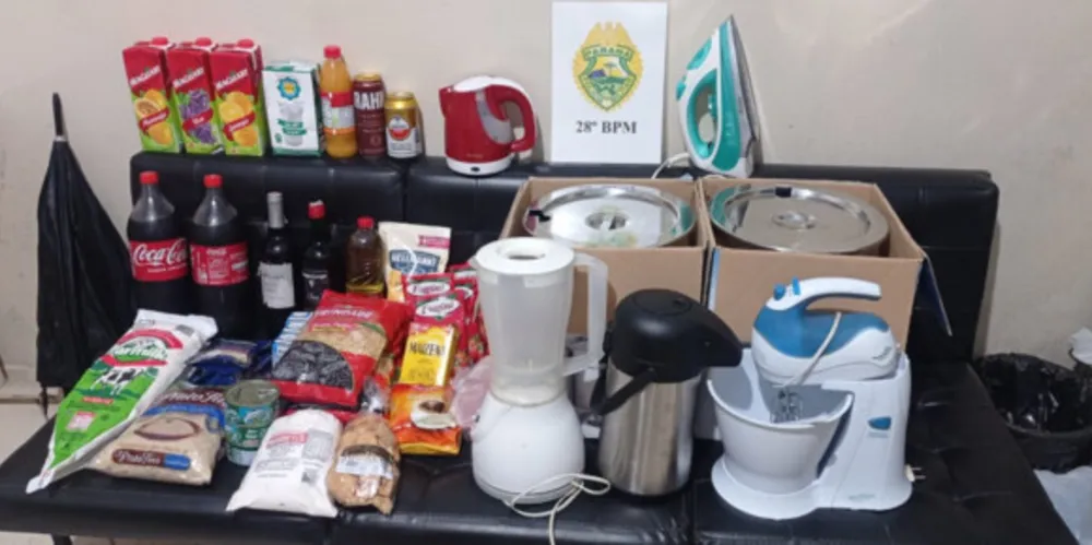 Alimentos e eletrodomésticos foram recuperados pela Polícia Militar