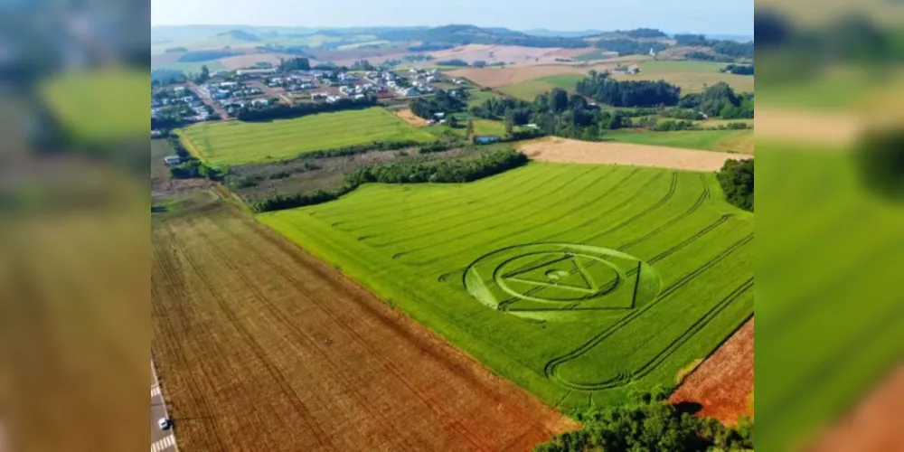 Desenho apareceu no início de outubro em uma plantação de trigo no município de Ipuaçu