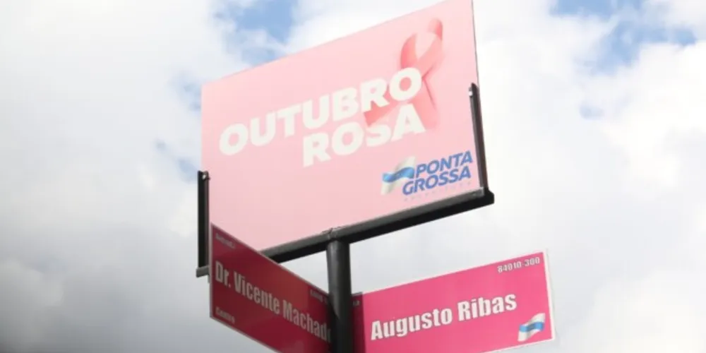 Placas ficarão instaladas na avenida Vicente Machado em alusão ao 'Outubro Rosa'