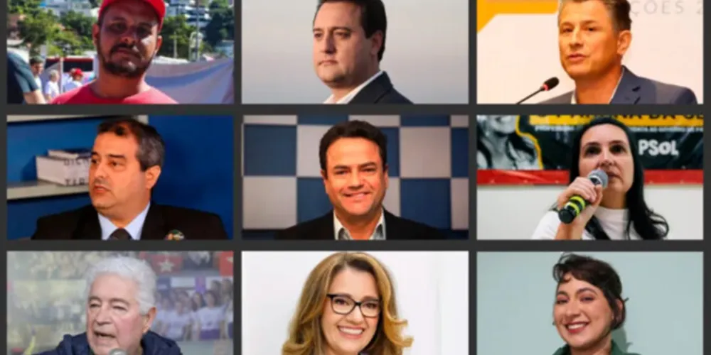 Adriano (PCO), Ratinho (PSD), Gomyde (PDT), Joni (DC), Ivan (PSTU), Angela (Psol), Requião (PT), Solange (PMN) e Vivi (PCB)