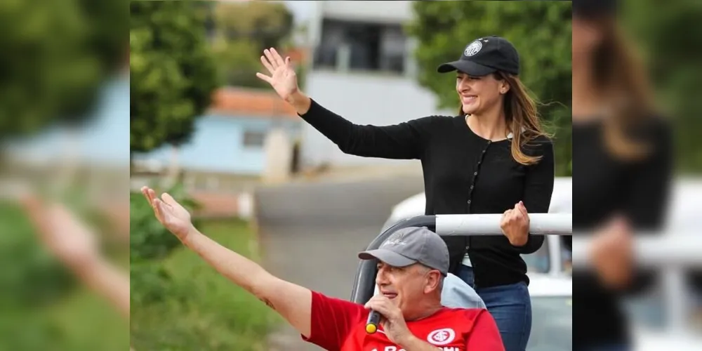 Mabel Canto em campanha ao lado do pai, Jocelito.