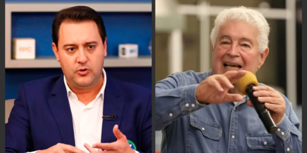 À esquerda Ratinho Jr. (PSD) e à direita Roberto Requião (PT)